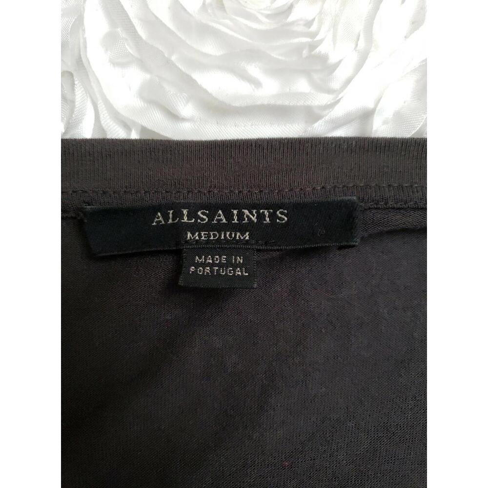 AllSaints HALE Long Sleeve washed black Women Shirt Dress cutouts elbows. Size M - Picture 8 of 10